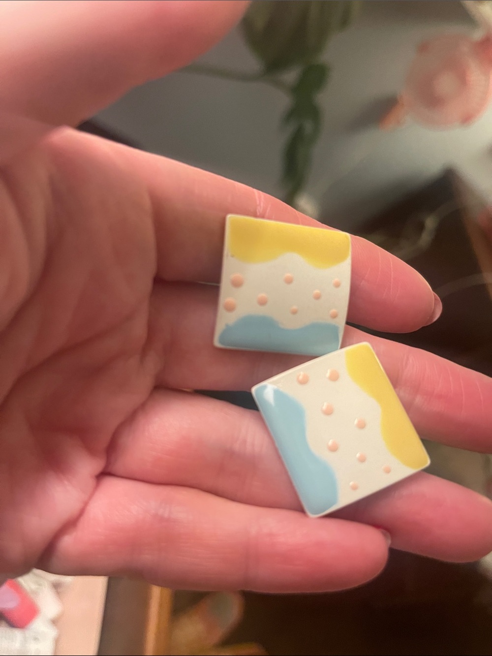 1980’s Vintage Pastel Geometric Stud Earrings